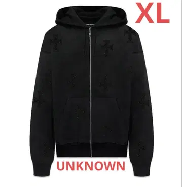 [ 미사용 새상품 ] 언노운 큐빅 지퍼 후디 블랙 XL