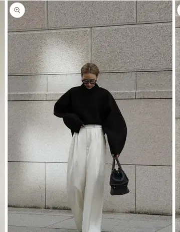 ellie 새틴 와이드 팬츠 화이트