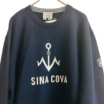 [ 미사용 새상품 택 포함 ] 시나코바 크루넥 스웨터 모 100% 네이비