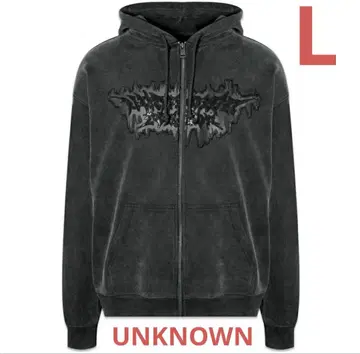 [미사용 새상품] 언노운 지퍼 후디 블랙 L