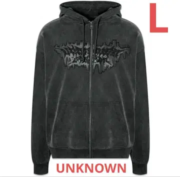 [미사용 새상품] 언노운 지퍼 후디 블랙 L
