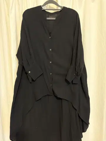 MEDOC 양류 시어 롱 블라우스 블랙 YAMADAYA