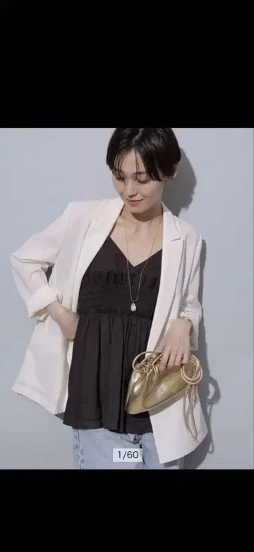 택 포함 미사용 새상품 Arpege story 시어 자켓 화이트