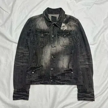 midas skull patch damage denim jacket