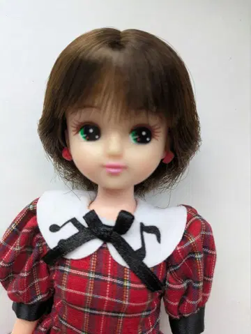 리카짱 캐슬 빨간색과 블랙 체크 무늬 의류 착용, 컨디션 최상