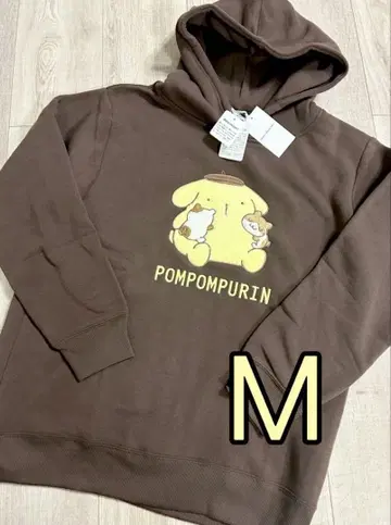 사가 자수 산리오 폼폼푸딩 후드티 속기모 브라운 갈색 M