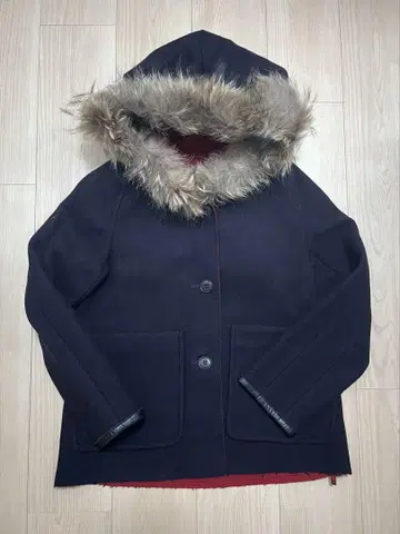 WHITE LINE for girl 후드 부착 울 코트