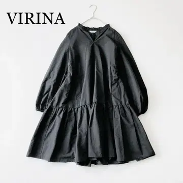 2549y 새상품급 비리나 발수 헤이즐 페플럼 프릴 튜닉 원피스 블랙