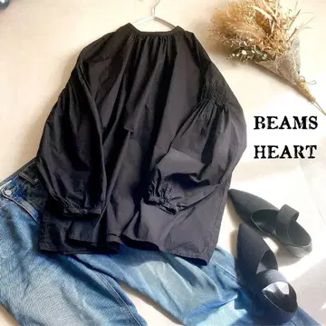 빔즈하트 루즈핏 오버사이즈 턱 슬리브 블라우스 블랙