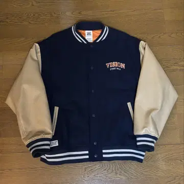 VISION STREET WEAR 바시티 자켓 네이비/베이지