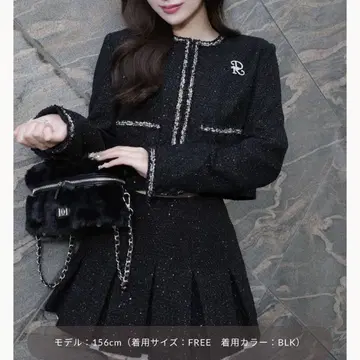 다리치 스팽글 트위드 자켓 스커트 셋업