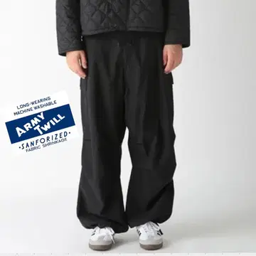 ARMY TWILL 와이드 카고 팬츠 블랙