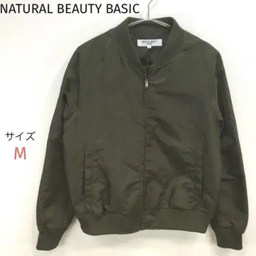 NATURALBEAUTYBASIC 광택 있음 나일론 블루종 겉옷 카키