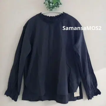SamansaMOS2 레이스 셔링 블라우스 차콜 프리 사이즈