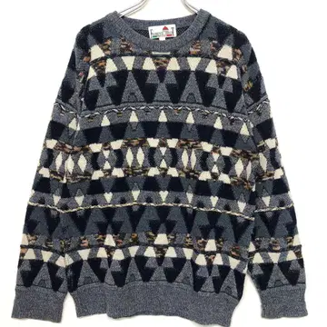FLORENCE TRICOT 구제 의류 기하학 패턴 자카드 니트 스웨터