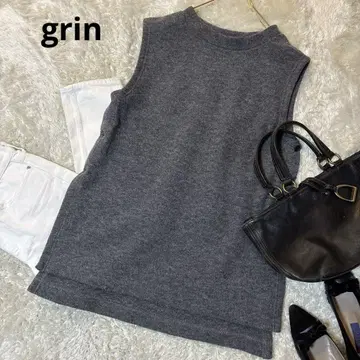 새상품급*grin 그린 울 나일론 서클 베스트 니트 베스트 그레이