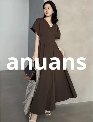 새상품급 anuans 반팔 원피스 M 브라운 여성용
