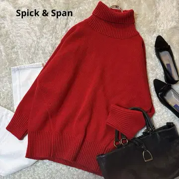 새상품급*Spick & Span 파인 메리노 터틀 풀오버 레드 빨간색