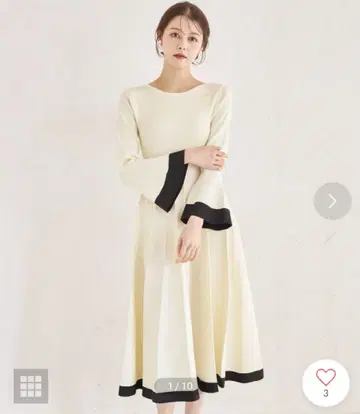 플레어 바이 컬러 니트 원피스