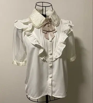 ROJITA 자카드 카라 시어 블라우스 반팔 화이트 계열