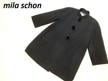 밀라 쇤 캐시미어 100% 스탠드 카라 코트 블랙 40