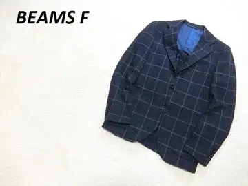 BEAMS F 단작 3 버튼 트위드 테일러드 자켓 네이비 42