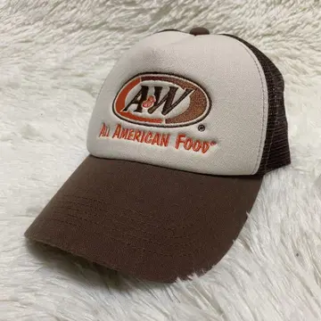 미사용 A&W 트래커 캡 화이트 브라운 메쉬 캡