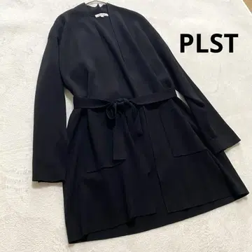 [새상품급] PLST 플라스테 롱 가디건 블랙 M 허리 리본