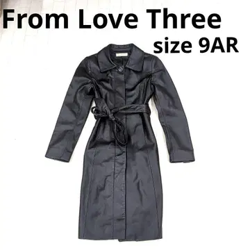 260 From Love Three 블랙 가죽 롱 코트 9AR