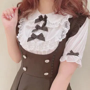 LIZLISA 리즈리사 리본 비주 주트 탑 반팔