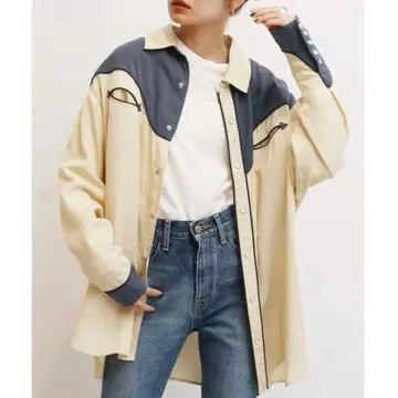 ungrid 언그리드 바이컬러 웨스턴 셔츠 오버 사이즈