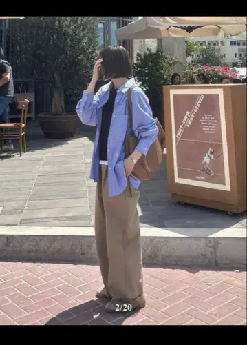 fashiru 블루 스트라이프 셔츠