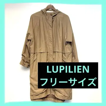 여성용 LUPILIEN 베이지 후드 부착 코트 프리 사이즈