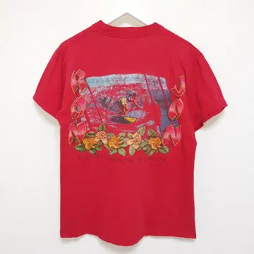 80s L RONJON 론존 포켓 티셔츠 빨간색 USA제