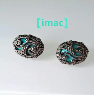 [ 이맥 ] 터콰이즈와 마카사이트의 타원형 실버 귀찌
