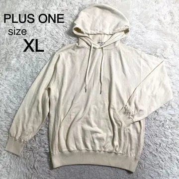 PLUS ONE 베이지 컬러 풀오버 후드티