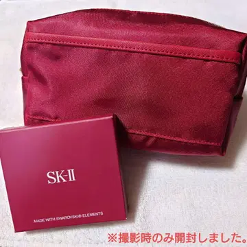 미사용 SK-II 한정판 파우치 거울 와인 레드