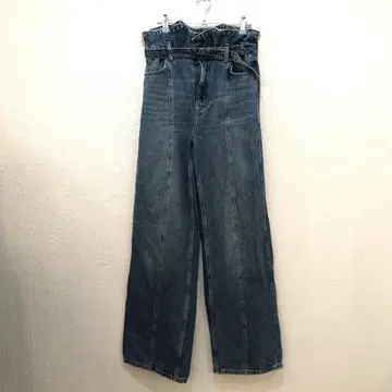 자라 ZARA 벨트 포함 페이퍼백 데님 팬츠 [ EUR/38 M 상당 ]