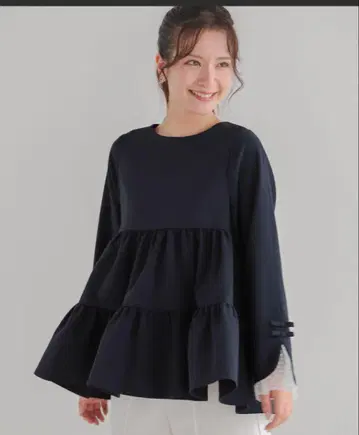 핏모어 fitmore 소매 리본 도트 튤 티어드 상의