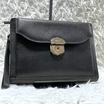 BALLY 그레인 가죽 세컨드 백 스트랩 포함 열쇠 포함 블랙
