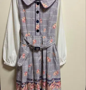 LIZLISA 체크 무늬 긴팔 미니 원피스