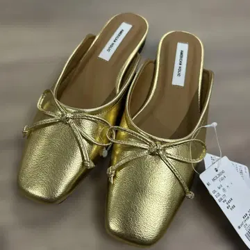 골드 메탈릭 슬립온 샌들 Ssize