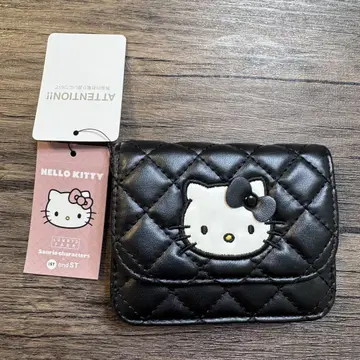 헬로키티 퀼팅 카드 케이스 키 참 로리즈팜 블랙