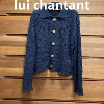 lui chantant 네이비 레이스 편직 가디건 루이 샨탄 월드 일본제