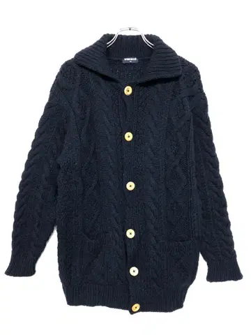 90's 올드 UNIQLO 구제 의류 옷깃 달린 케이블 니트 가디건