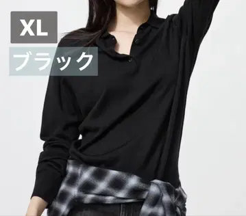 UNIQLO 유니클로 메리노 폴로 스웨터 XL 블랙