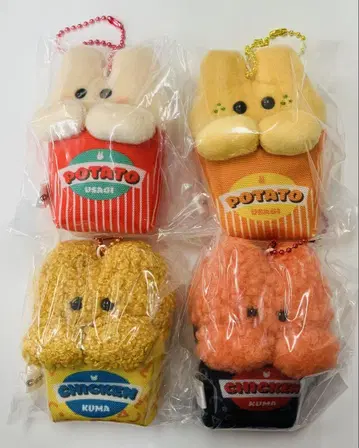 가챠가챠 감자 토끼와 치킨 곰 마스코트 볼체인
