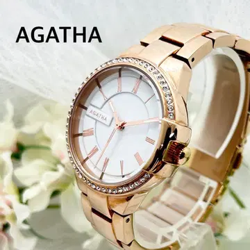 미사용 AGATHA 아가타 스톤 베젤 여성용 손목시계 작동품