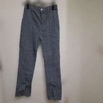 마리콴트 센터 리본 슬릿 팬츠 스트라이프