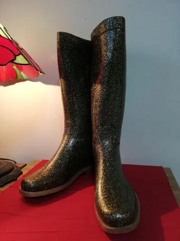반짝이는 롱 부츠 레인부츠 이탈리아제 사이즈 39 24.5cm